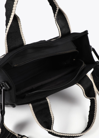 Mini shopper em tecido neoprene com logotipo de silicone tom sobre tom