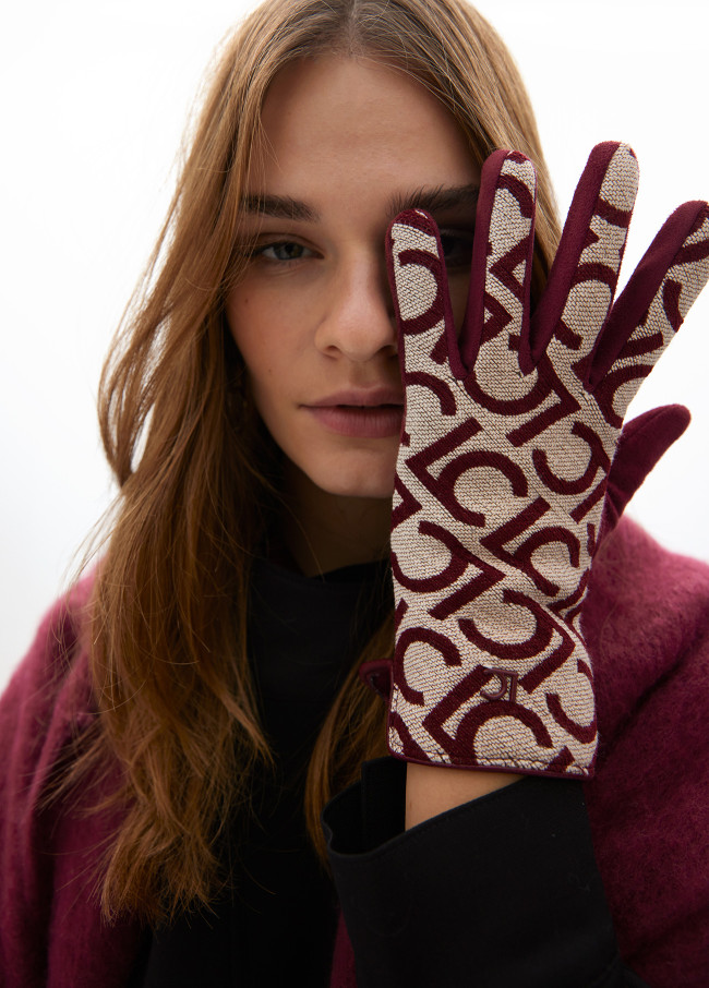 Jacquard-Handschuhe mit Logo