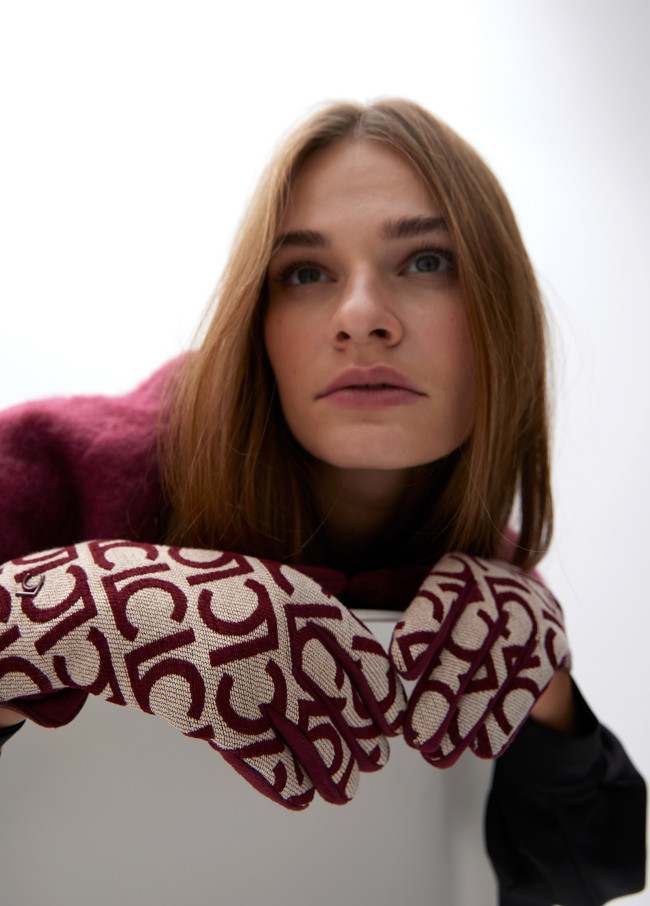 Jacquard-Handschuhe mit Logo