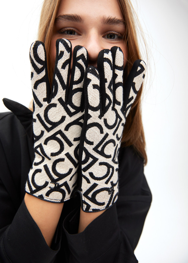 Jacquard-Handschuhe mit Logo