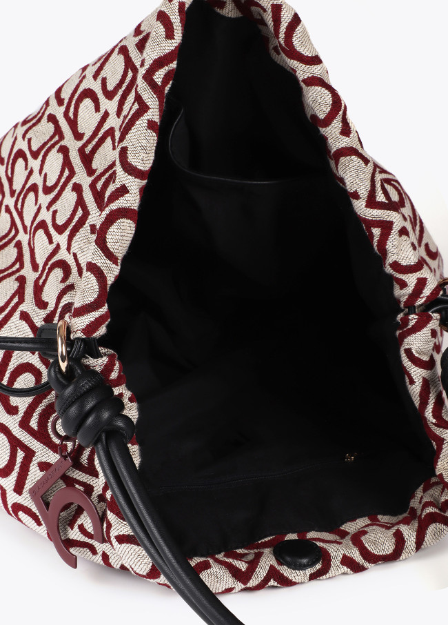 Jacquard fabric tote bag with flocked LC