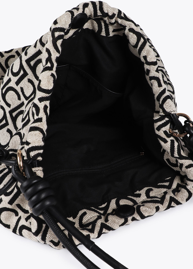 Jacquard fabric tote bag with flocked LC