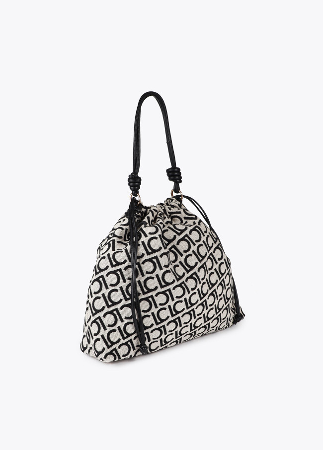 Jacquard fabric tote bag with flocked LC
