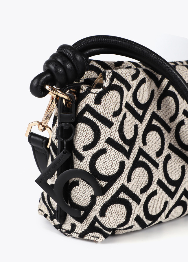 Jacquard fabric tote bag with flocked lc