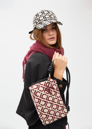 Jacquard fabric tote bag with flocked lc