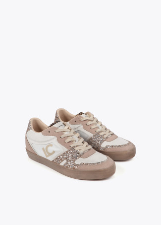 Wedge heel trainers with leather details