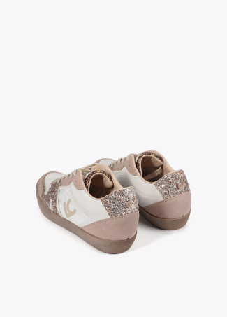 Wedge heel trainers with leather details