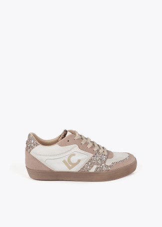 Wedge heel trainers with leather details