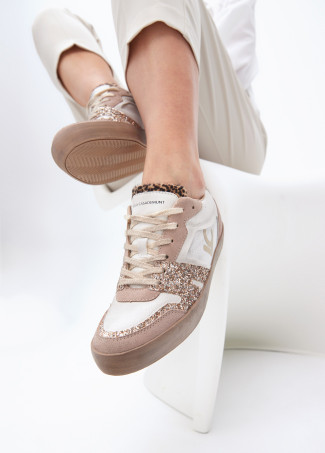 Wedge heel trainers with leather details