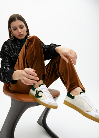 Trainers with snakeskin effect and leather details