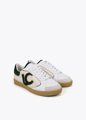 Trainers with snakeskin effect and leather details