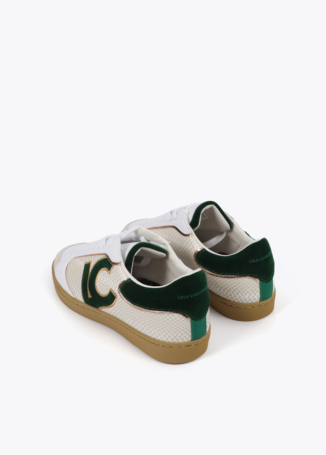 Trainers with snakeskin effect and leather details