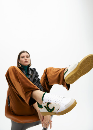 Trainers with snakeskin effect and leather details