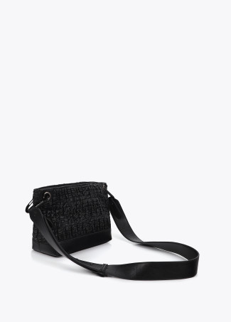 Gathered faux leather crossbody bag