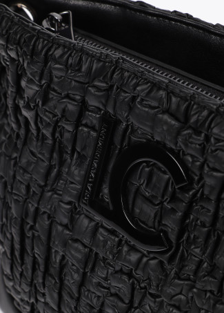 Gathered faux leather crossbody bag