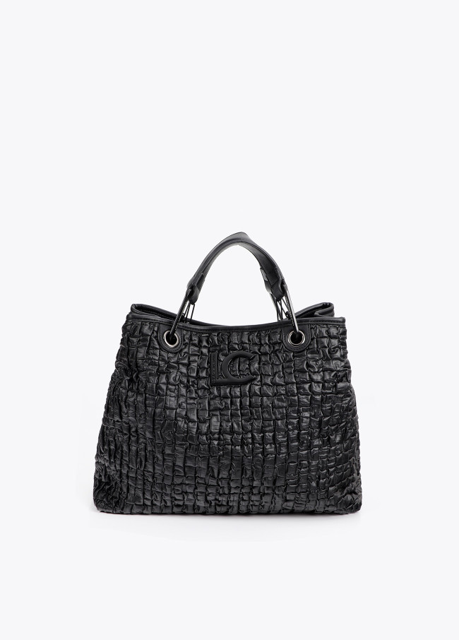 Borsa effetto pelle arricciata