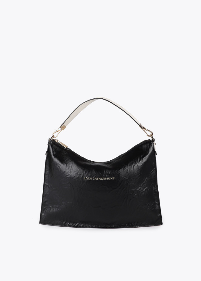 Sac bandoulière bicolore effet cuir froissé