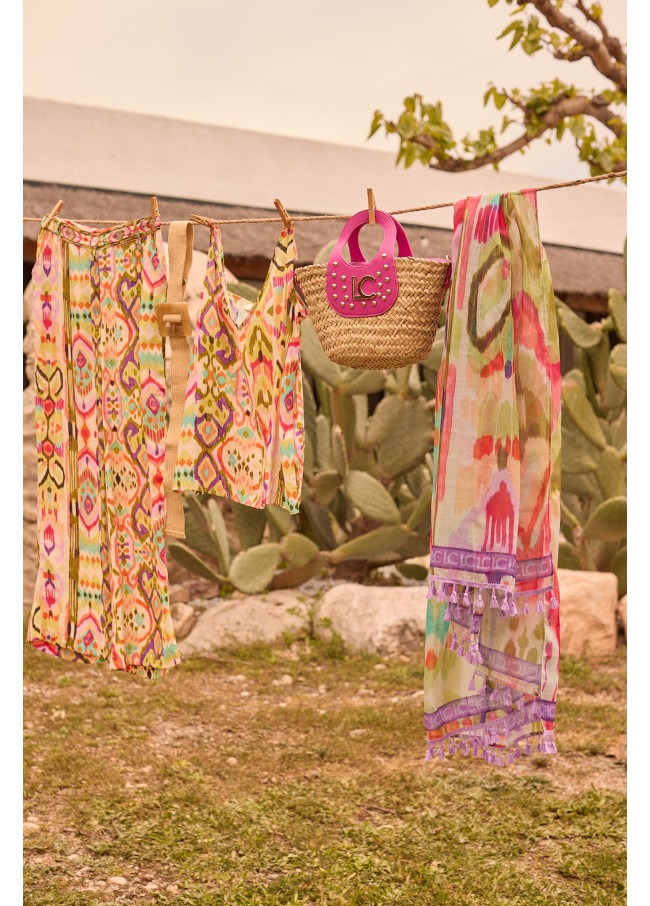 Pantalón seda estampado coulotte