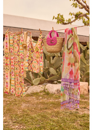 Pantalón seda estampado coulotte