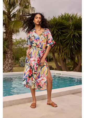 Vestido camisero con estampado floral