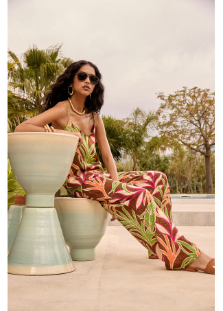 Pantalon fluide à imprimé floral