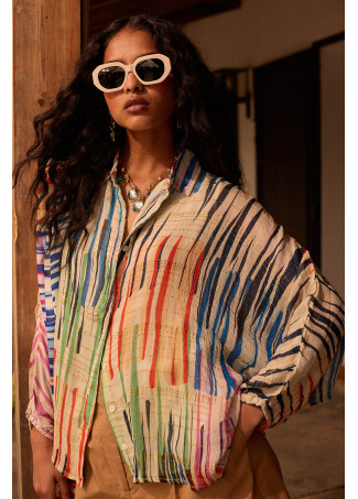 Camicia a righe multicolori