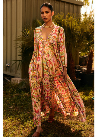 Robe longue imprimé ethnique