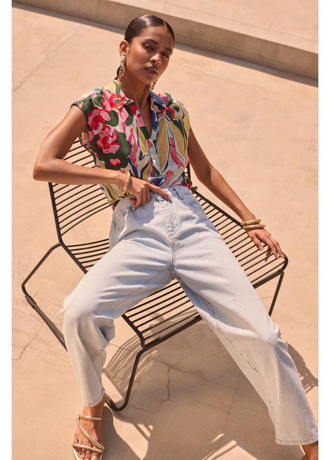 Blouse with floral print