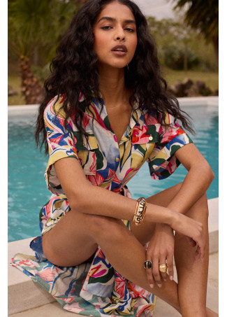 Vestido camisero con estampado floral