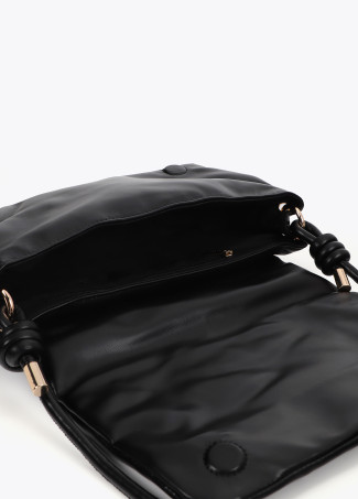 Quilted faux leather crossbody bag with round XL studs