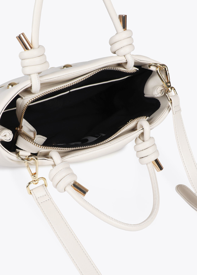 Quilted faux leather bag with round XL studs