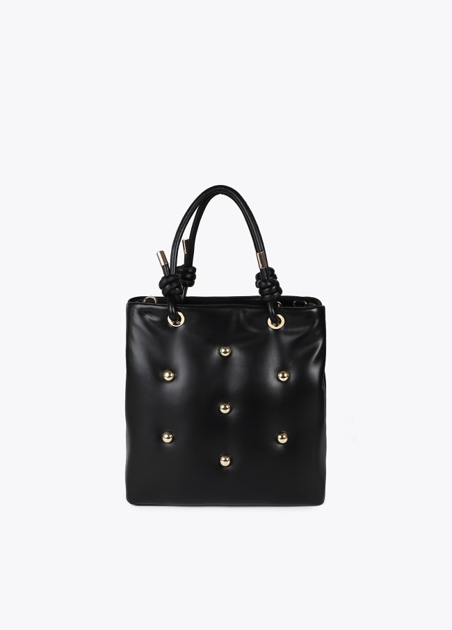 Bolso acolchado efecto piel con tachas XL