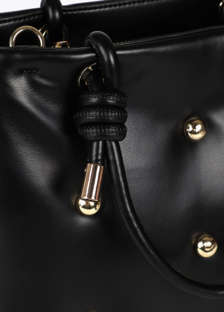 Quilted faux leather bag with round XL studs
