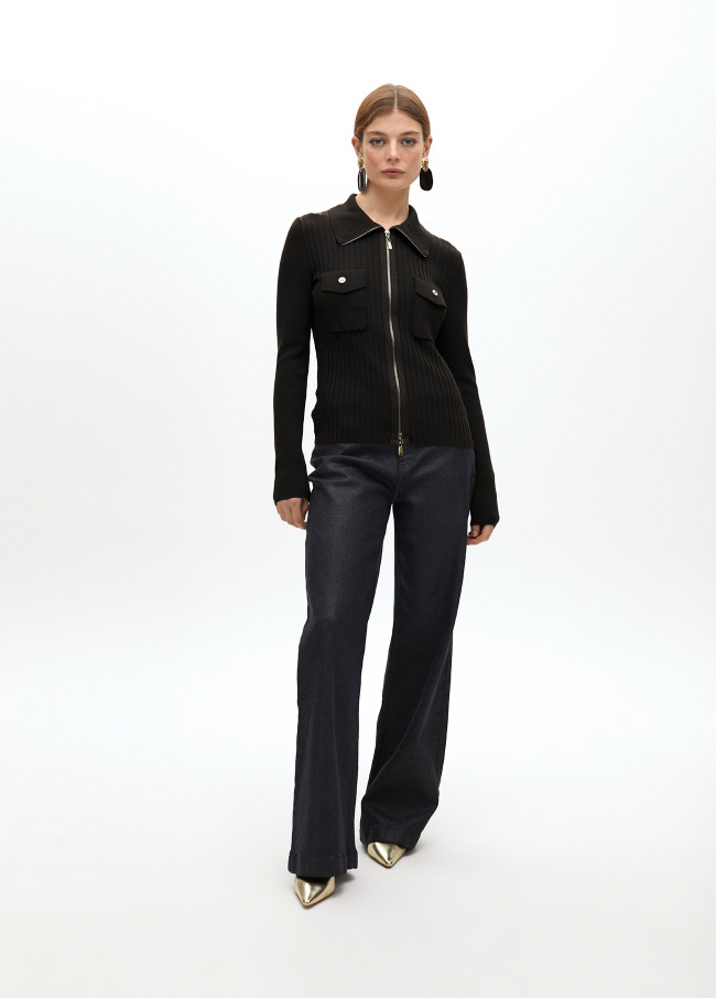 Cárdigan cremallera doble bolsillo