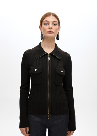 Cárdigan cremallera doble bolsillo