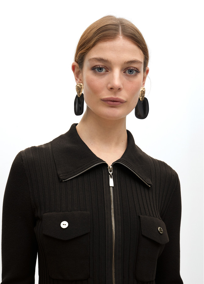 Cárdigan cremallera doble bolsillo