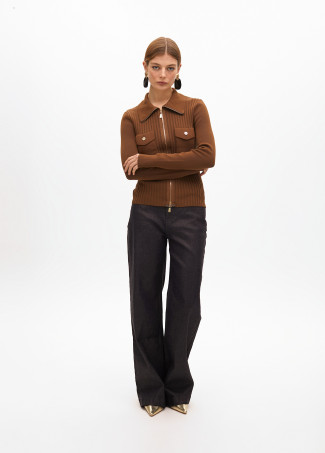 Cardigan à fermetures à glissière et poches doubles