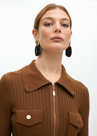 Cardigan à fermetures à glissière et poches doubles