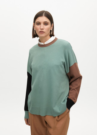 Pull Tricolore à Manches Bouffantes