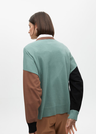 Pull Tricolore à Manches Bouffantes