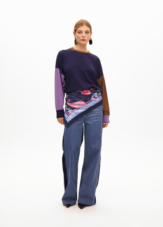 Pull Tricolore Manches Bouffantes