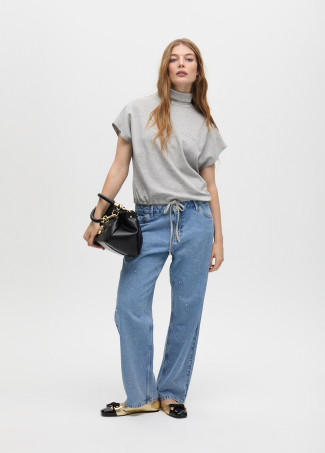 High neck T-shirt with adjustable waist