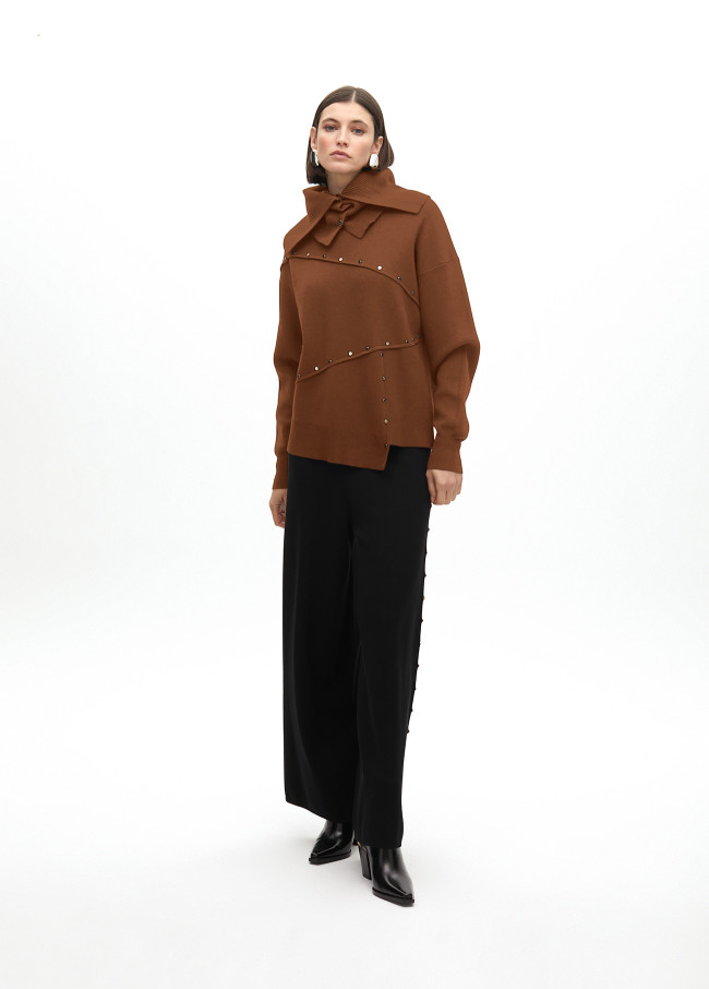 Deconstructed sweater with stud details