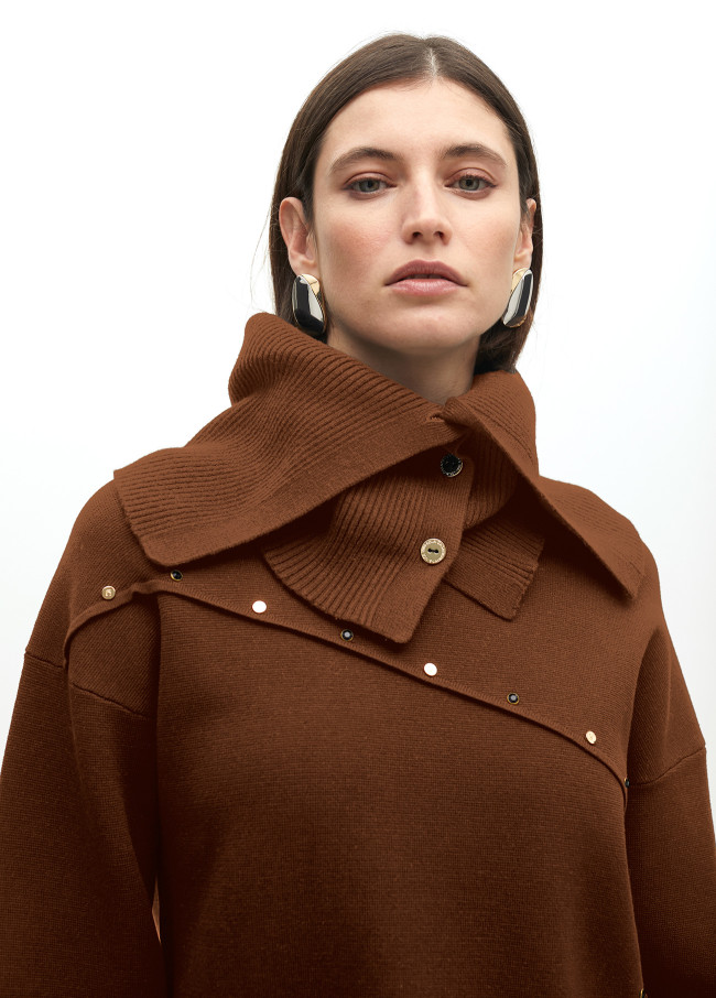 Deconstructed sweater with stud details