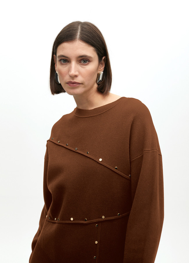 Deconstructed sweater with stud details