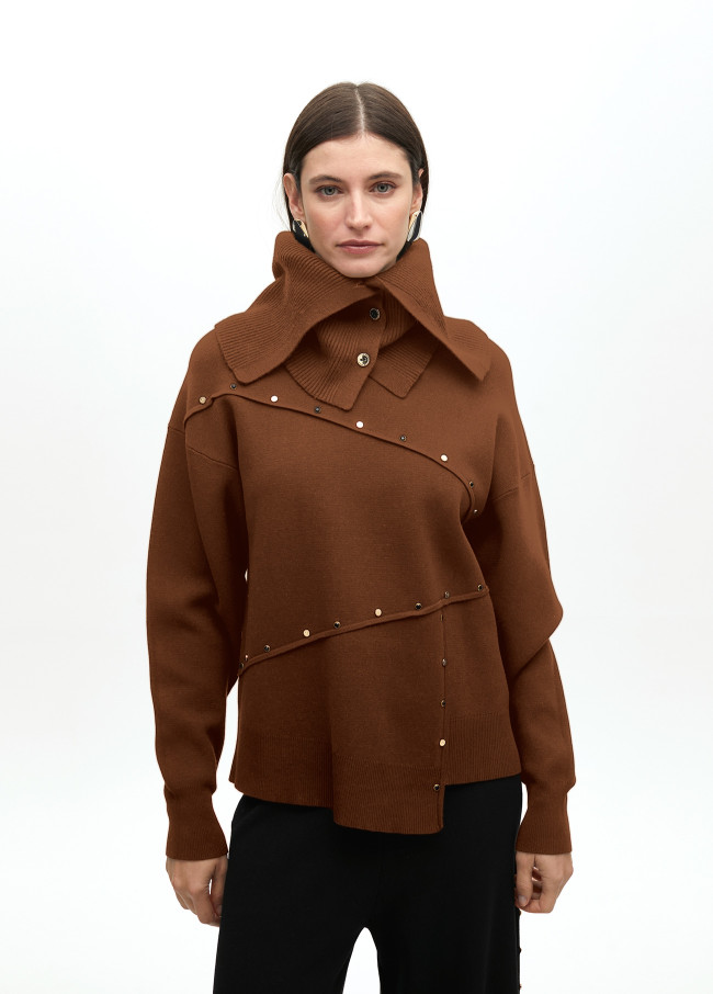Deconstructed sweater with stud details