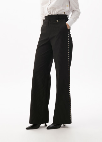 Straight fit pinstripe trousers with side studs