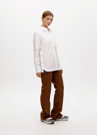 Camicia Popeline Oversize con Dettagli Bottoni