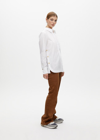 Camicia Popeline Oversize con Dettagli Bottoni