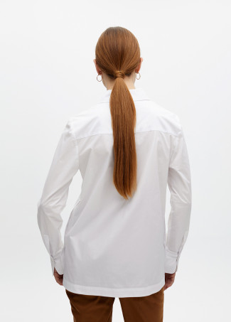 Camicia Popeline Oversize con Dettagli Bottoni